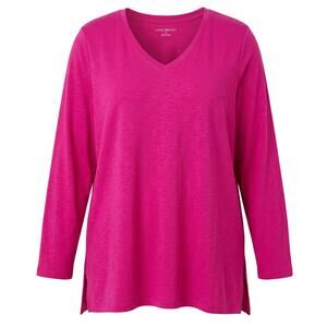 NWT Lane Bryant Top Womens Plus 14/16 Pink V Neck Long Sleeve Tee Casual